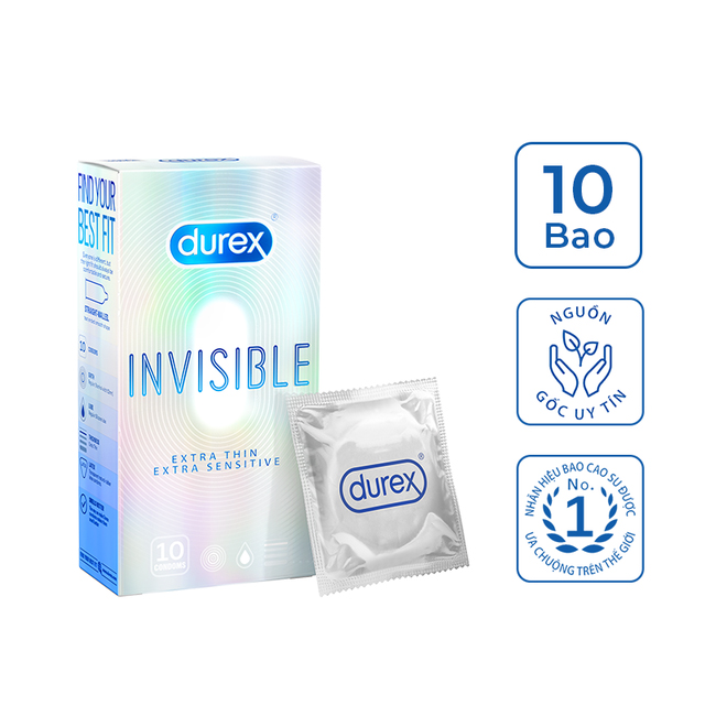 Bao Cao Su Siêu Mỏng Durex Invisible (10 chiếc) 8 bao cao su cuc sieu mong durex invisible 2
