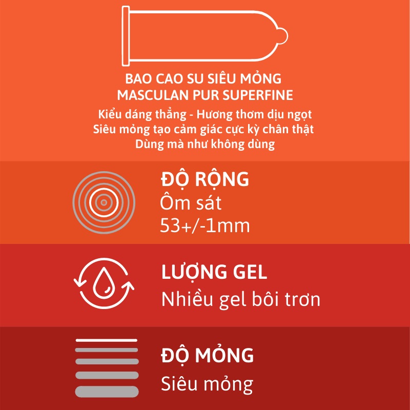 Bao cao su Masculan Pur Superfine (10 bao) 2 bao cao su masculan pur superfine 2
